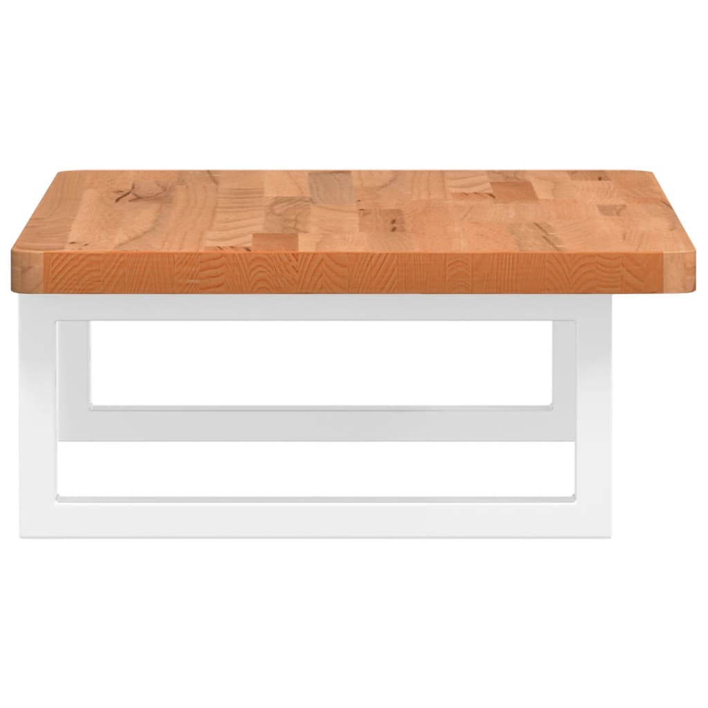 Badeværelseshylde Stål Og Massivt Bøgetræ Mørkebrun Og Hvid