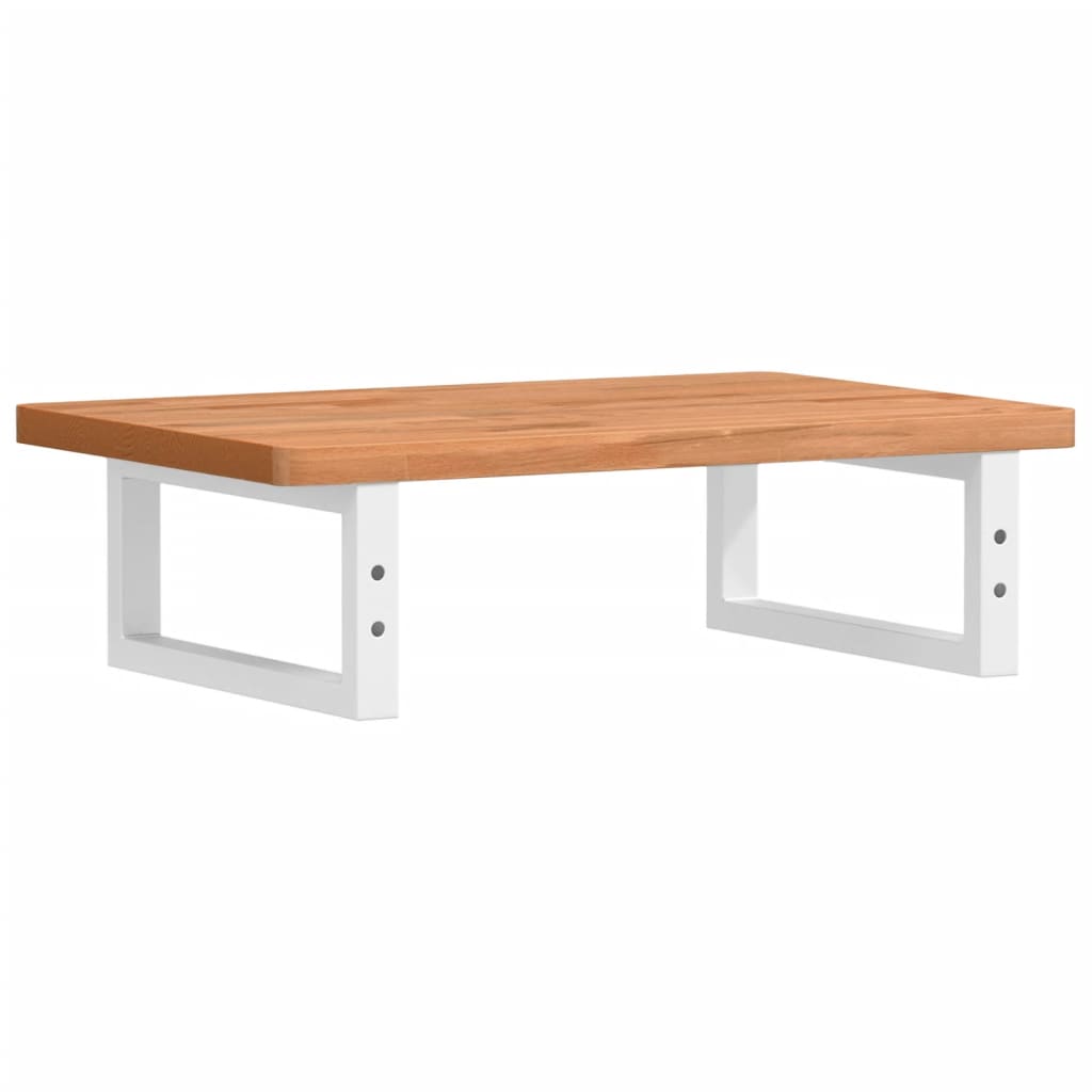 Badeværelseshylde Stål Og Massivt Bøgetræ Mørkebrun Og Hvid