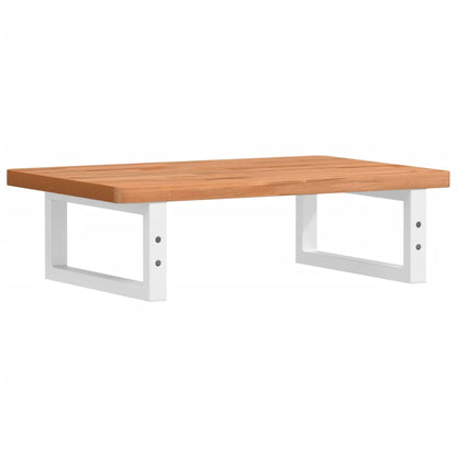 Badeværelseshylde Stål Og Massivt Bøgetræ Mørkebrun Og Hvid