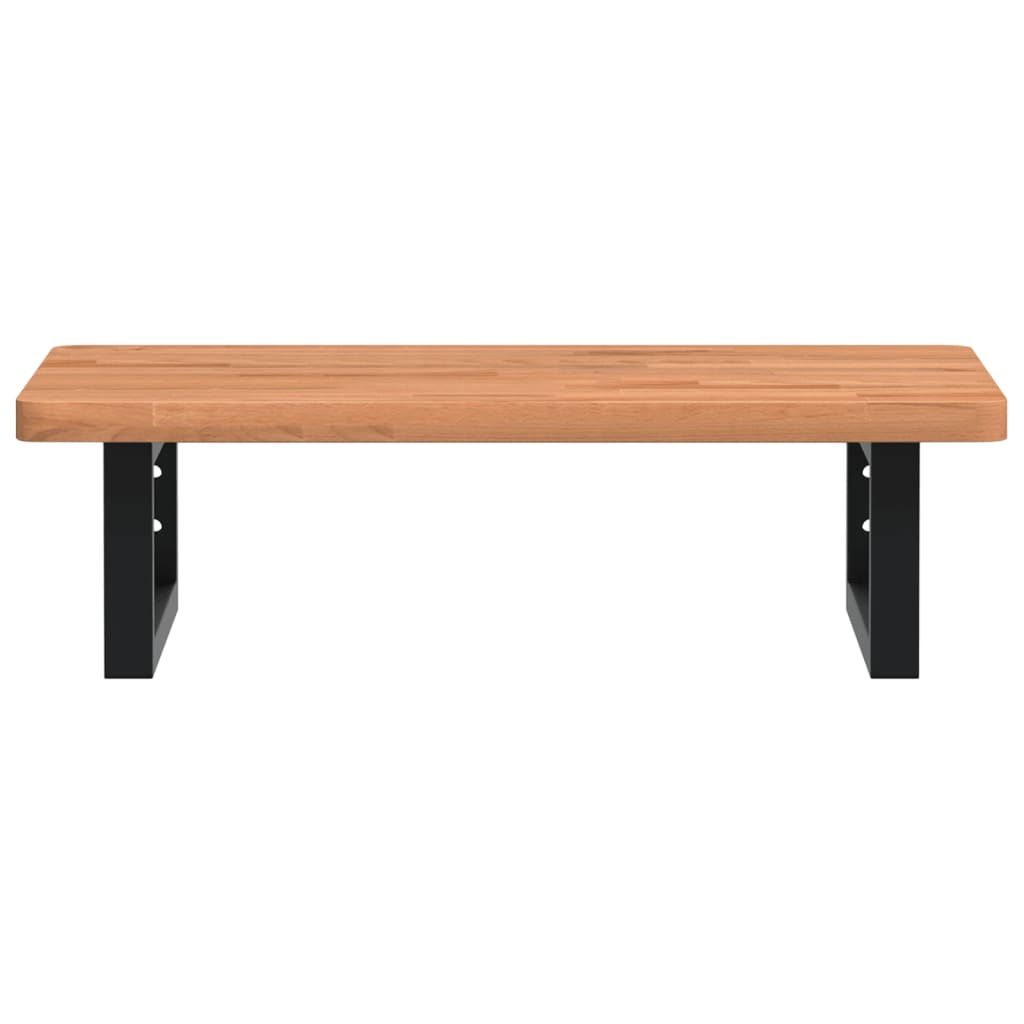 Badeværelseshylde Stål Og Massivt Bøgetræ Mørkebrun Og Sort