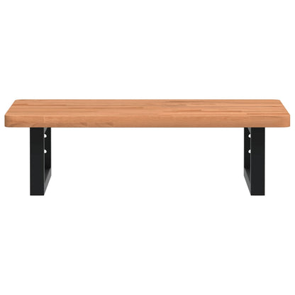 Badeværelseshylde Stål Og Massivt Bøgetræ Mørkebrun Og Sort