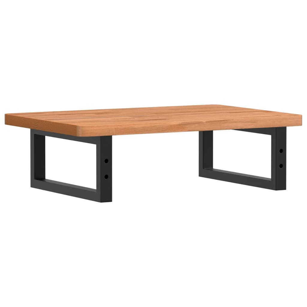 Badeværelseshylde Stål Og Massivt Bøgetræ Mørkebrun Og Sort