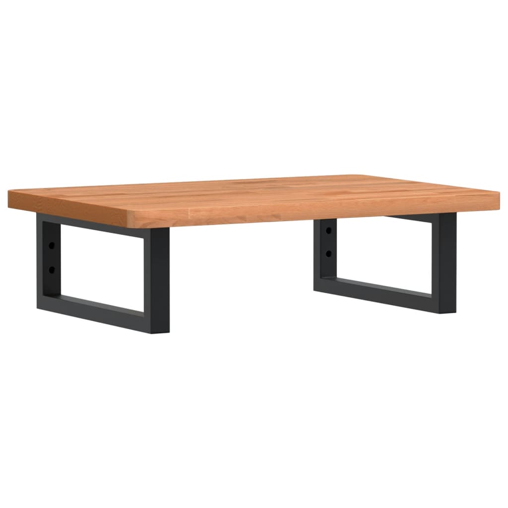 Badeværelseshylde Stål Og Massivt Bøgetræ Mørkebrun Og Hvid