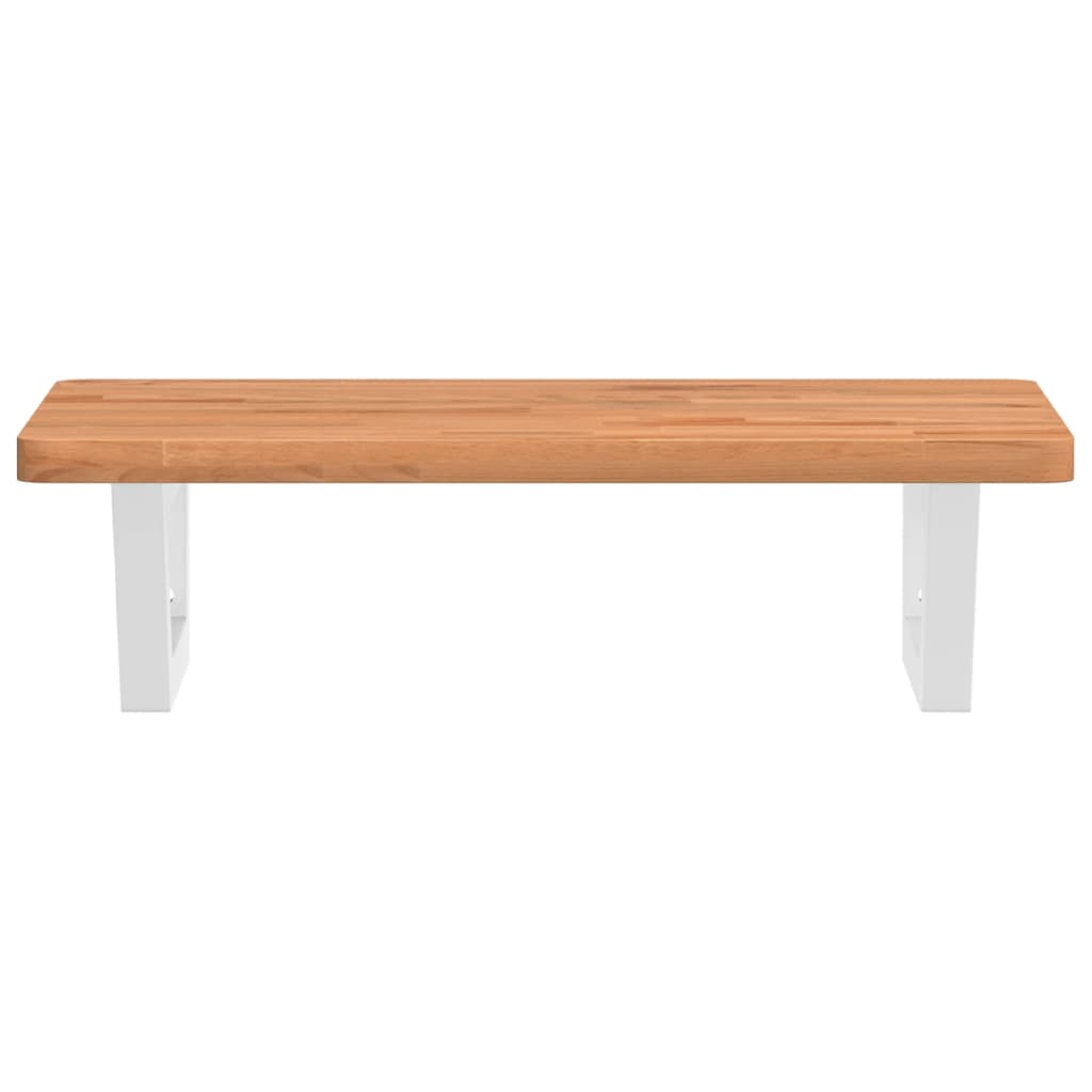 Badeværelseshylde Stål Og Massivt Bøgetræ Mørkebrun Og Hvid