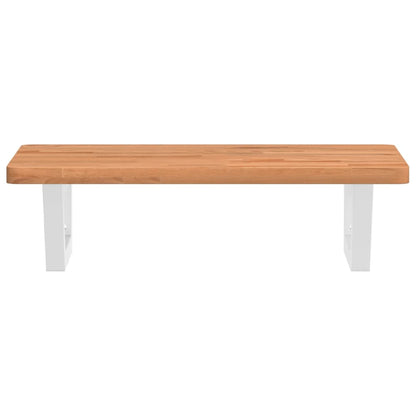 Badeværelseshylde Stål Og Massivt Bøgetræ Mørkebrun Og Hvid