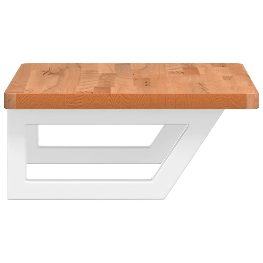 Badeværelseshylde Stål Og Massivt Bøgetræ Mørkebrun Og Hvid