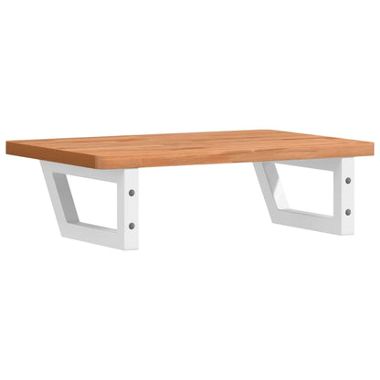 Badeværelseshylde Stål Og Massivt Bøgetræ Mørkebrun Og Hvid