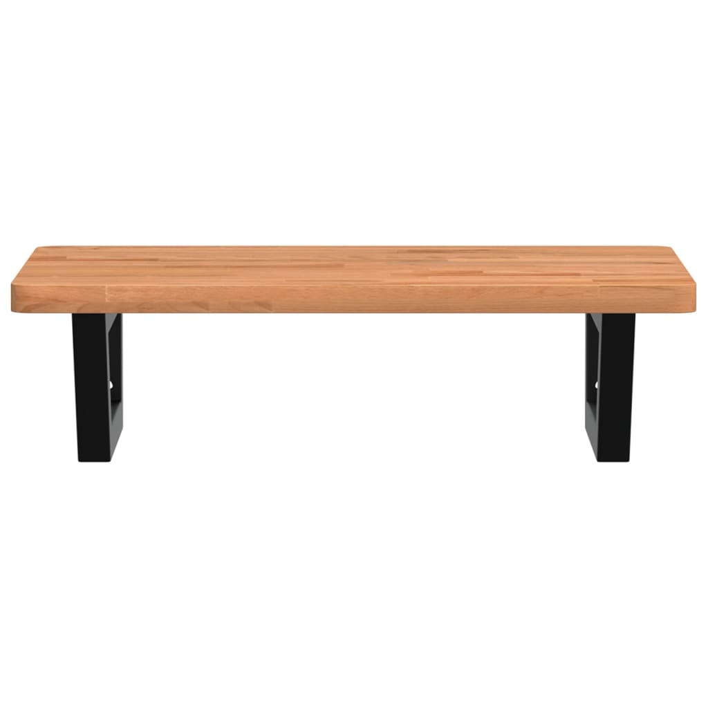 Badeværelseshylde Stål Og Massivt Bøgetræ Mørkebrun Og Sort