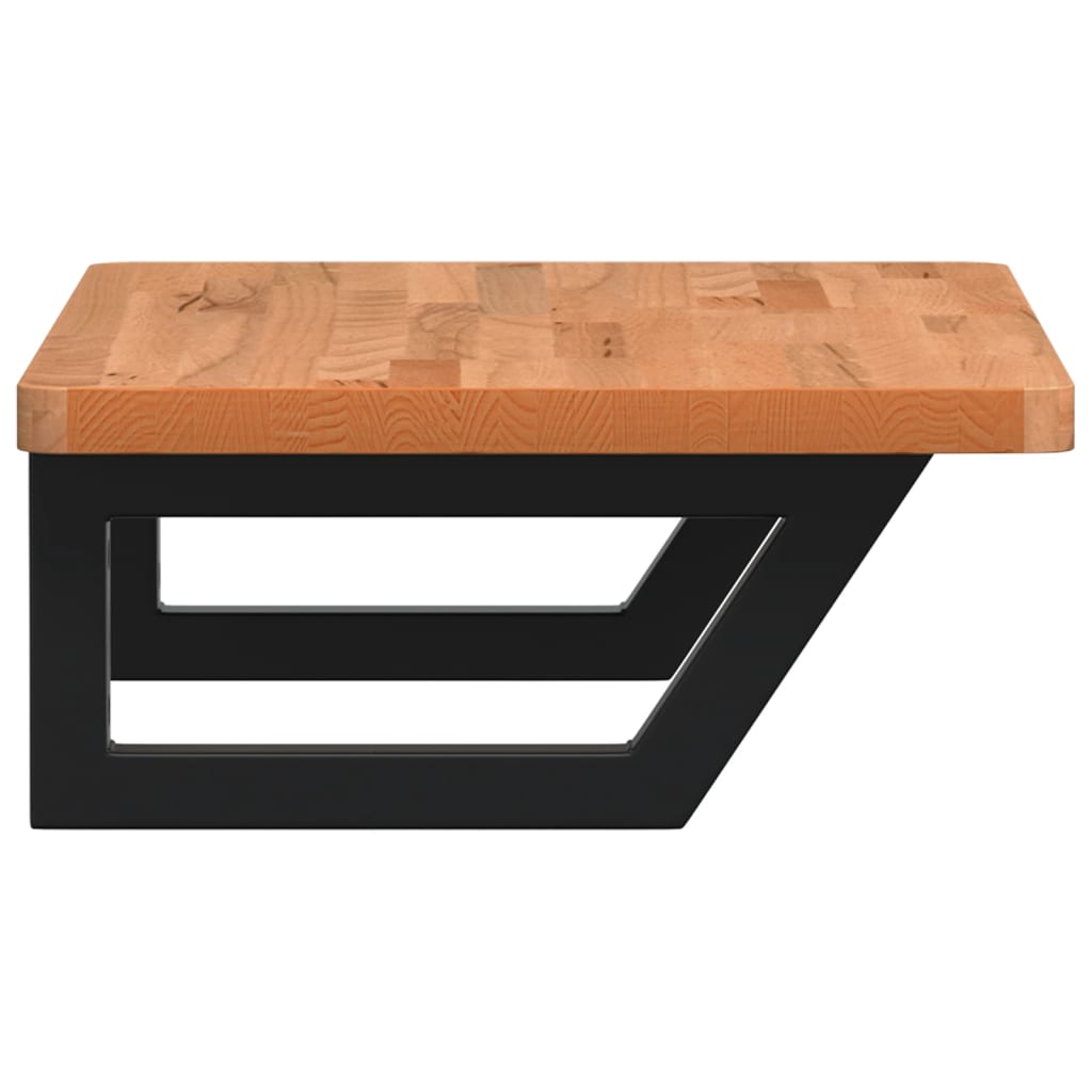 Badeværelseshylde Stål Og Massivt Bøgetræ Mørkebrun Og Sort