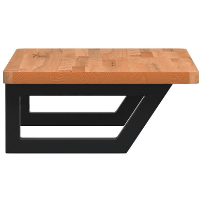 Badeværelseshylde Stål Og Massivt Bøgetræ Mørkebrun Og Sort