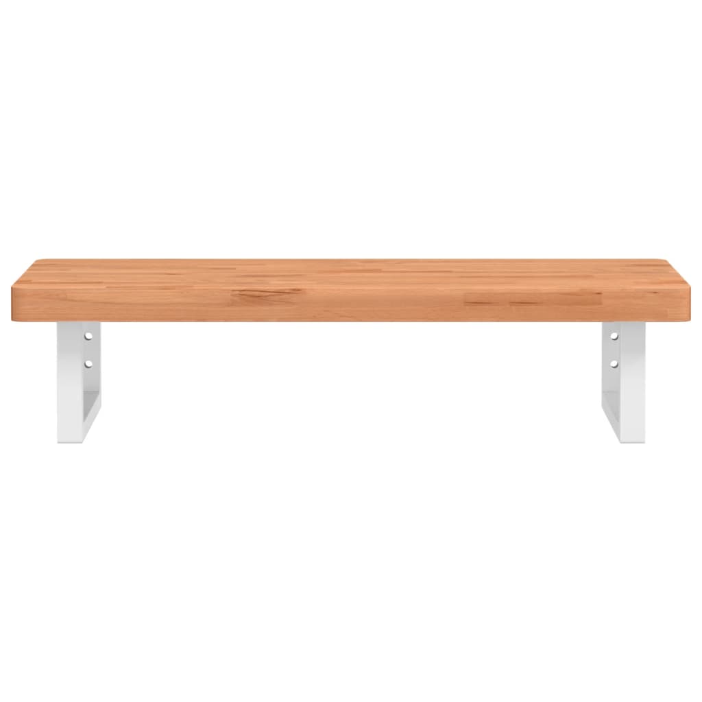 Badeværelseshylde Stål Og Massivt Bøgetræ Mørkebrun Og Hvid