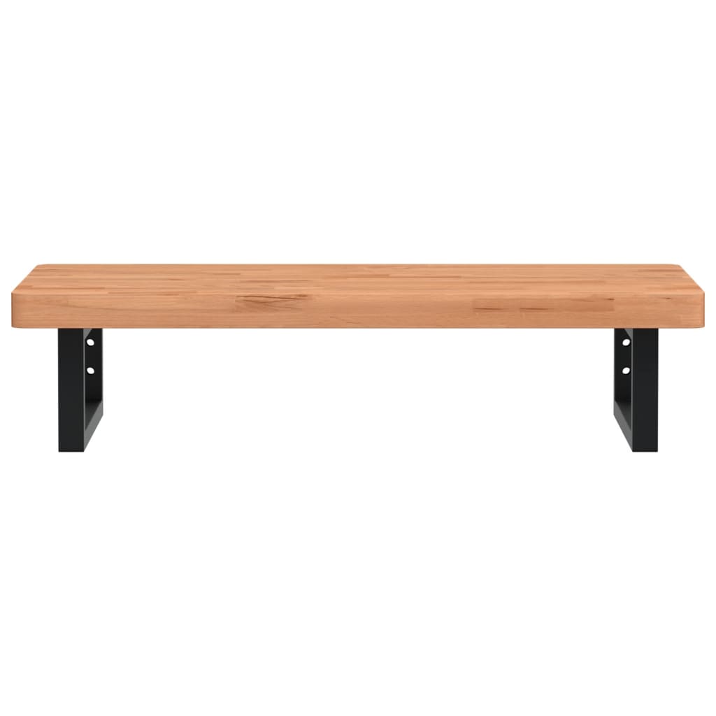 Badeværelseshylde Stål Og Massivt Bøgetræ Mørkebrun Og Sort