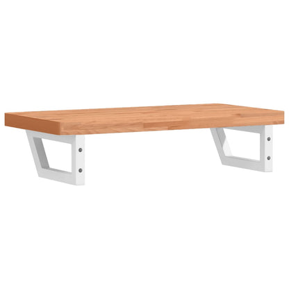 Badeværelseshylde Stål Og Massivt Bøgetræ Mørkebrun Og Hvid