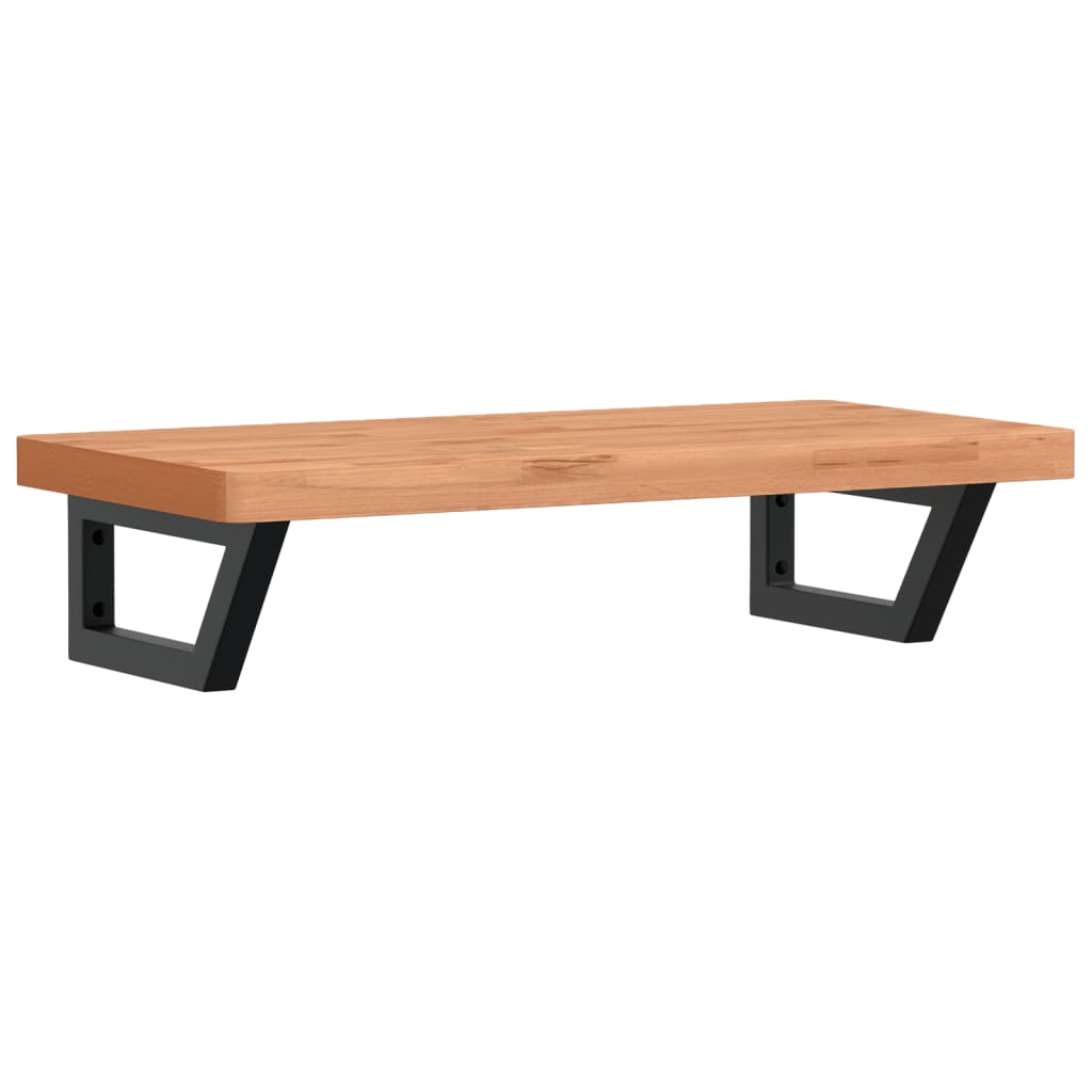 Badeværelseshylde Stål Og Massivt Bøgetræ Mørkebrun Og Sort