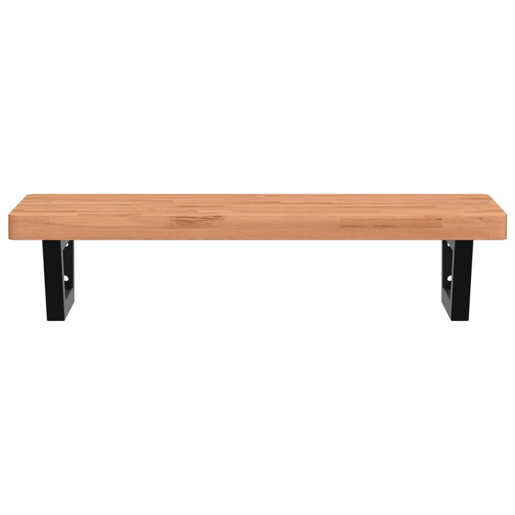 Badeværelseshylde Stål Og Massivt Bøgetræ Mørkebrun Og Sort