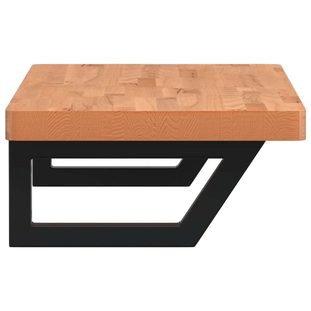 Badeværelseshylde Stål Og Massivt Bøgetræ Mørkebrun Og Sort