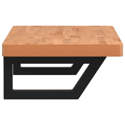 Badeværelseshylde Stål Og Massivt Bøgetræ Mørkebrun Og Sort