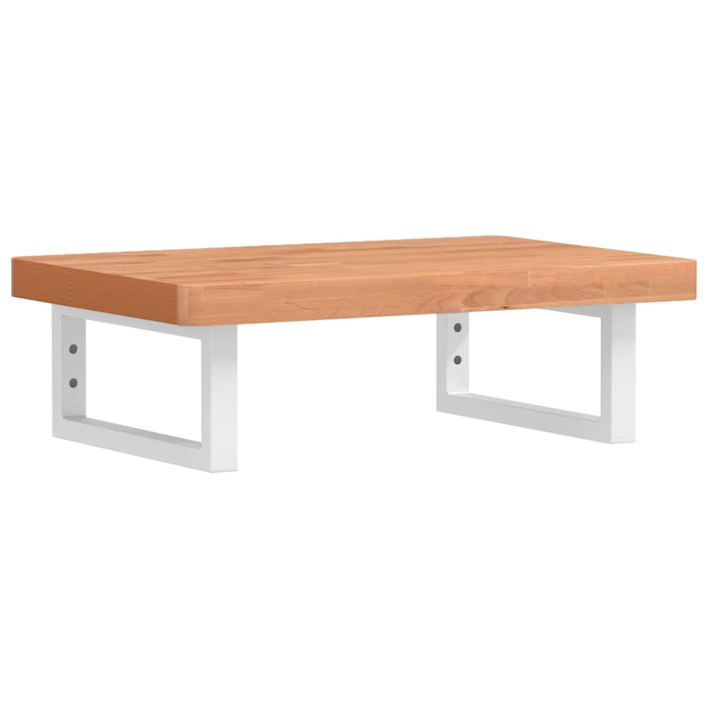 Badeværelseshylde Stål Og Massivt Bøgetræ Mørkebrun Og Hvid