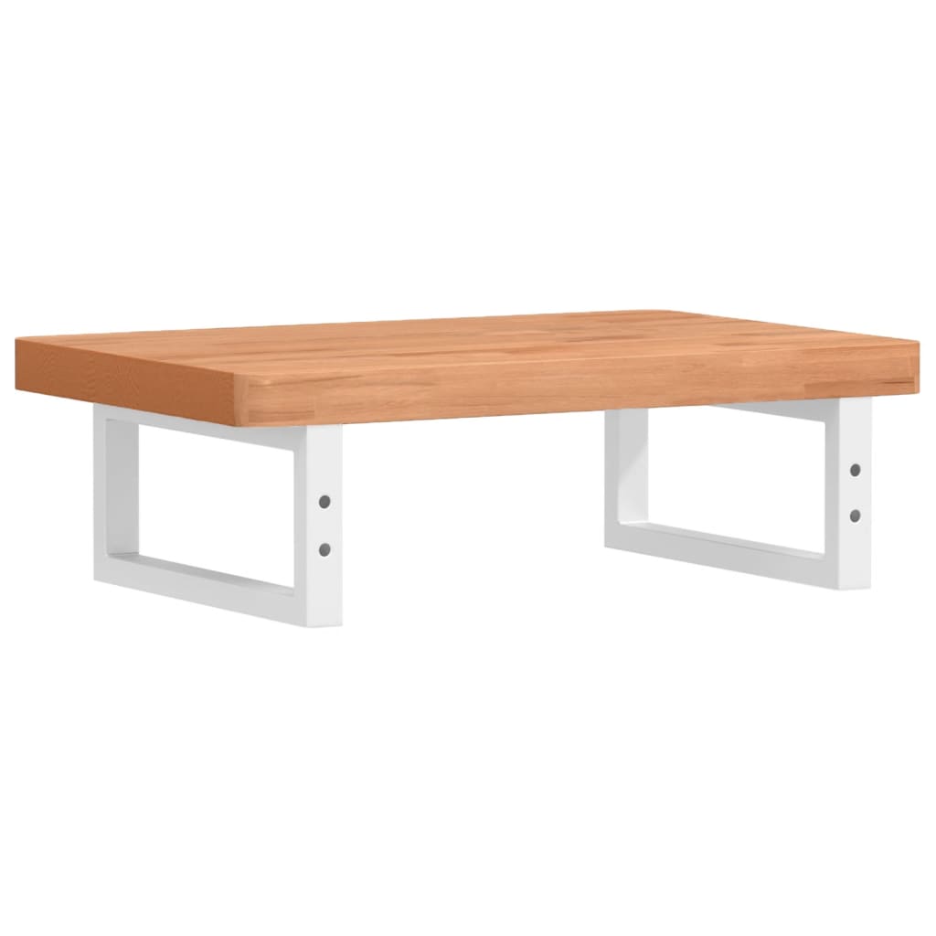 Badeværelseshylde Stål Og Massivt Bøgetræ Mørkebrun Og Hvid