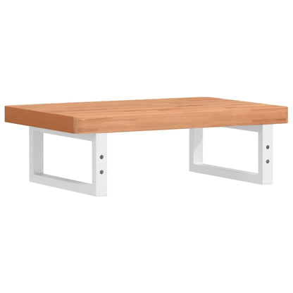 Badeværelseshylde Stål Og Massivt Bøgetræ Mørkebrun Og Hvid