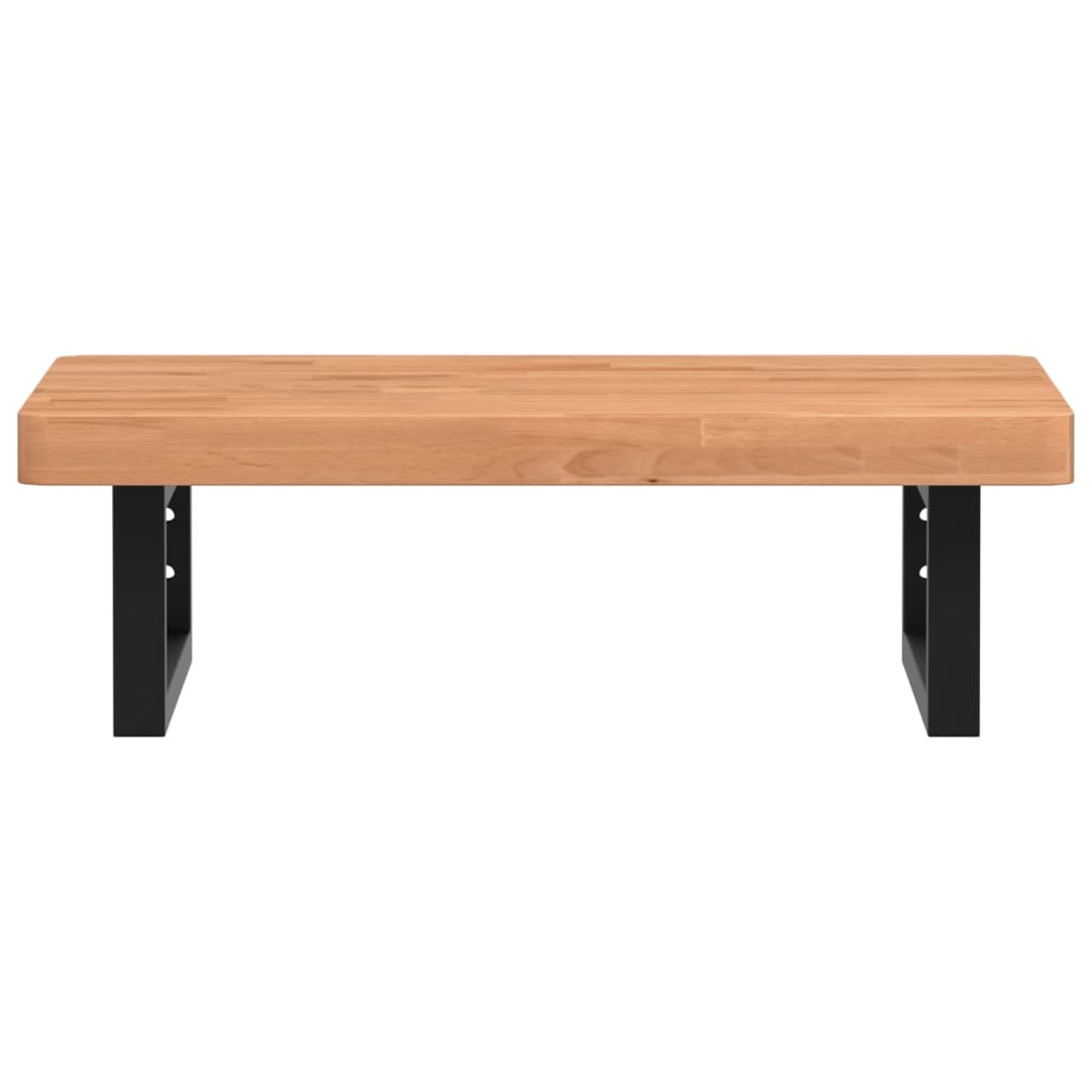 Badeværelseshylde Stål Og Massivt Bøgetræ Mørkebrun Og Sort