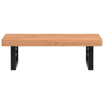 Badeværelseshylde Stål Og Massivt Bøgetræ Mørkebrun Og Sort