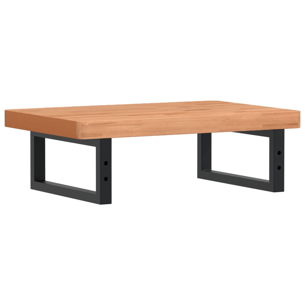 Badeværelseshylde Stål Og Massivt Bøgetræ Mørkebrun Og Sort