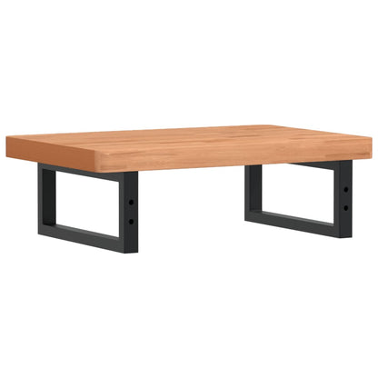 Badeværelseshylde Stål Og Massivt Bøgetræ Mørkebrun Og Sort