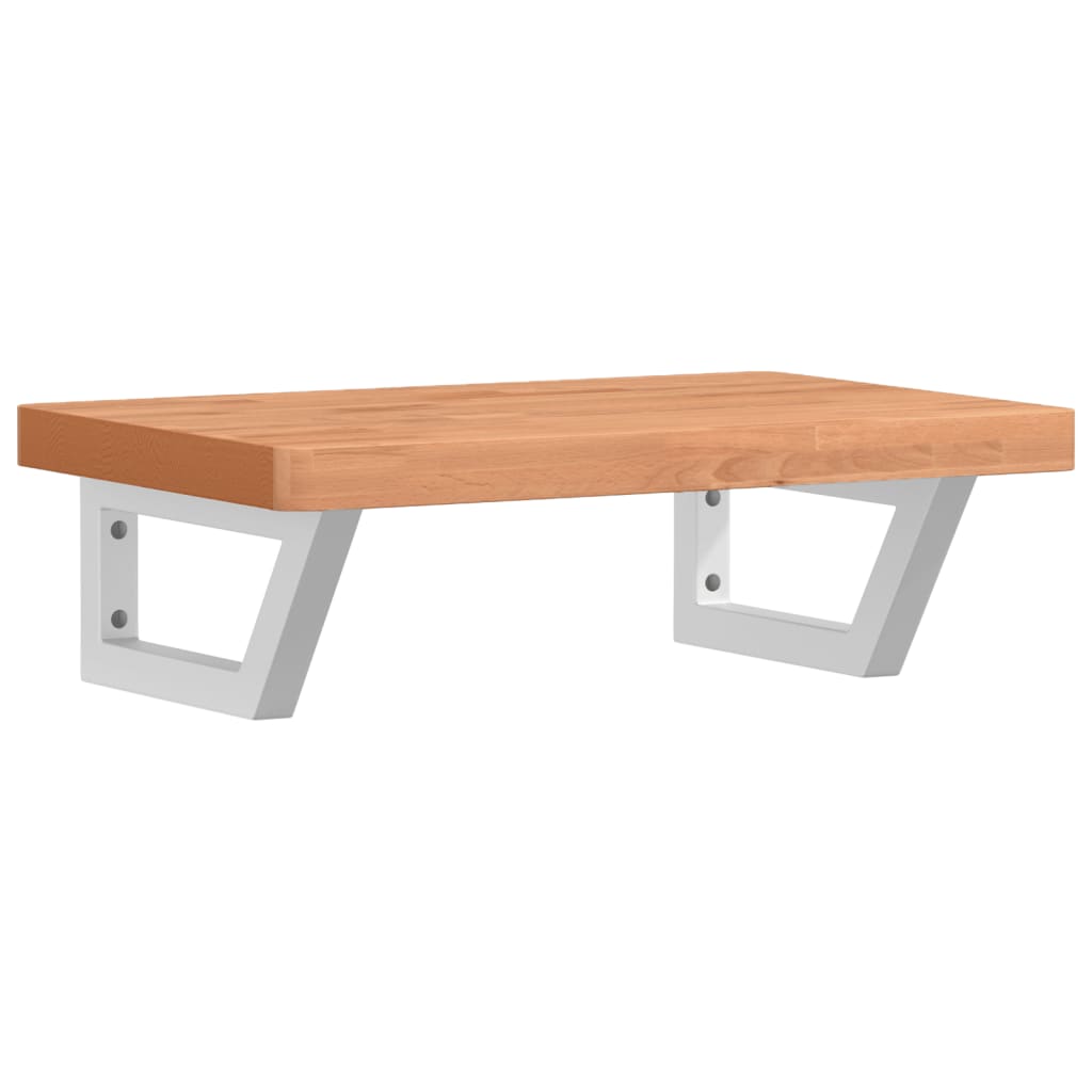 Badeværelseshylde Stål Og Massivt Bøgetræ Mørkebrun Og Hvid