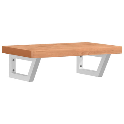 Badeværelseshylde Stål Og Massivt Bøgetræ Mørkebrun Og Hvid