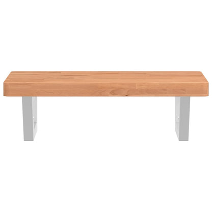 Badeværelseshylde Stål Og Massivt Bøgetræ Mørkebrun Og Hvid