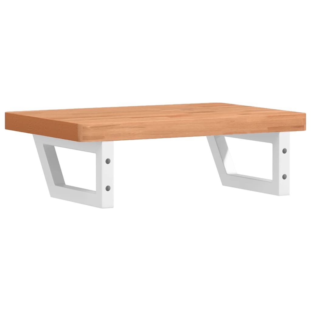 Badeværelseshylde Stål Og Massivt Bøgetræ Mørkebrun Og Hvid