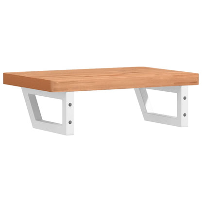 Badeværelseshylde Stål Og Massivt Bøgetræ Mørkebrun Og Hvid