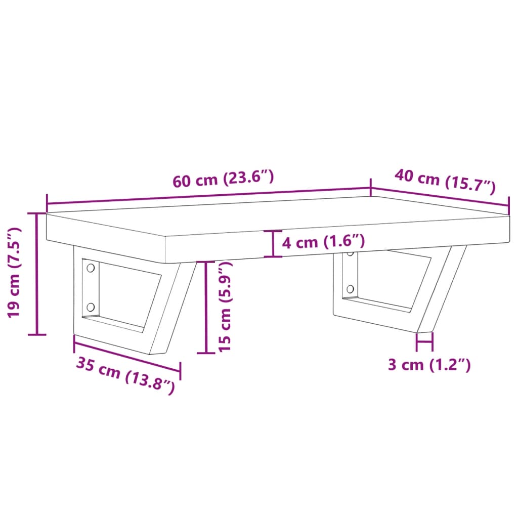 Badeværelseshylde Stål Og Massivt Bøgetræ Mørkebrun Og Hvid