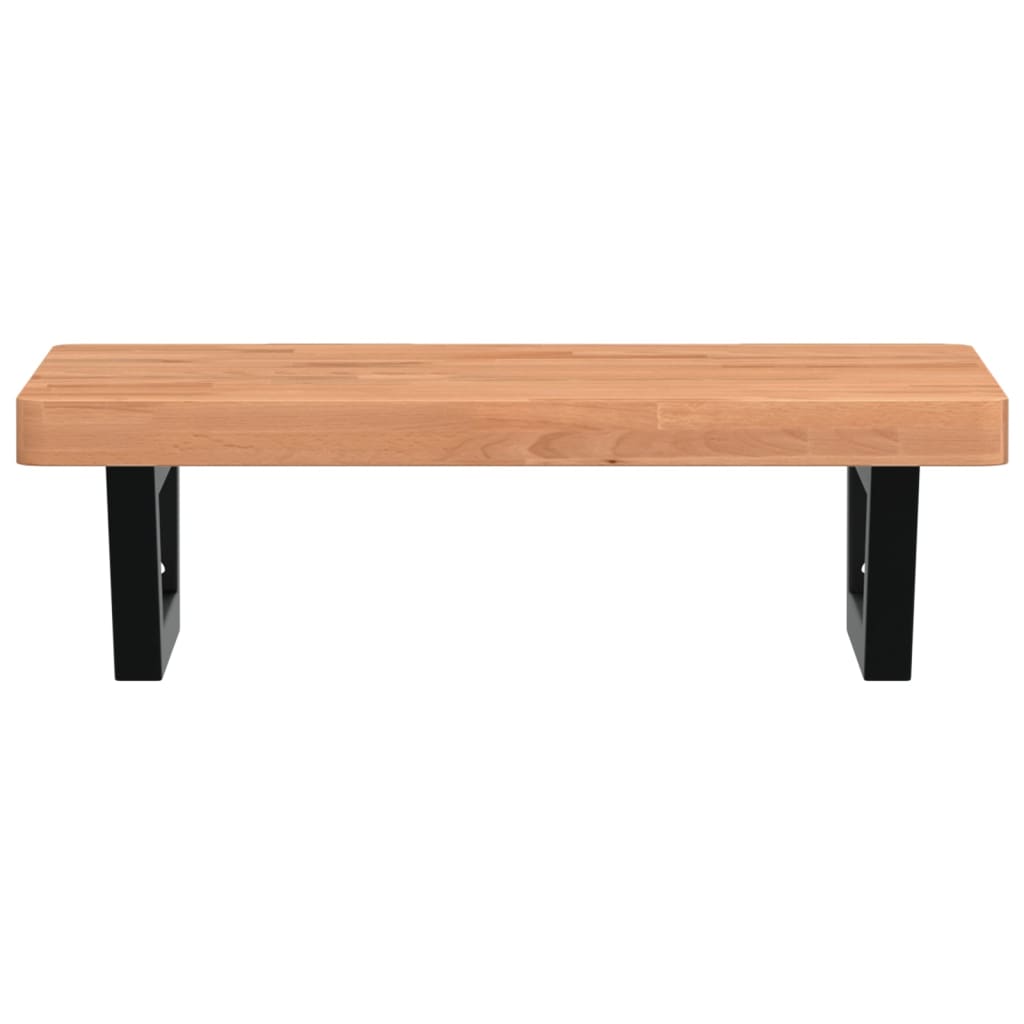 Badeværelseshylde Stål Og Massivt Bøgetræ Mørkebrun Og Sort