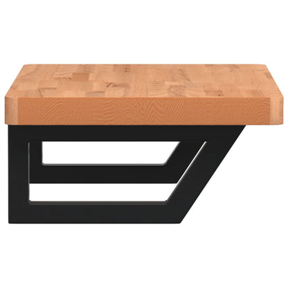 Badeværelseshylde Stål Og Massivt Bøgetræ Mørkebrun Og Sort