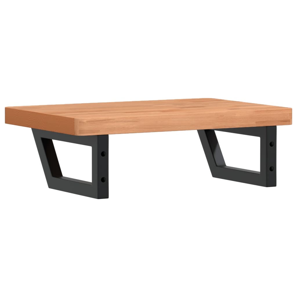 Badeværelseshylde Stål Og Massivt Bøgetræ Mørkebrun Og Sort