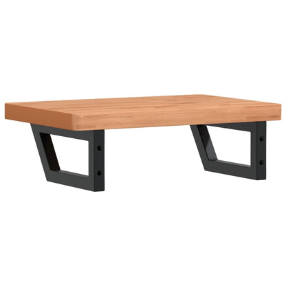 Badeværelseshylde Stål Og Massivt Bøgetræ Mørkebrun Og Sort