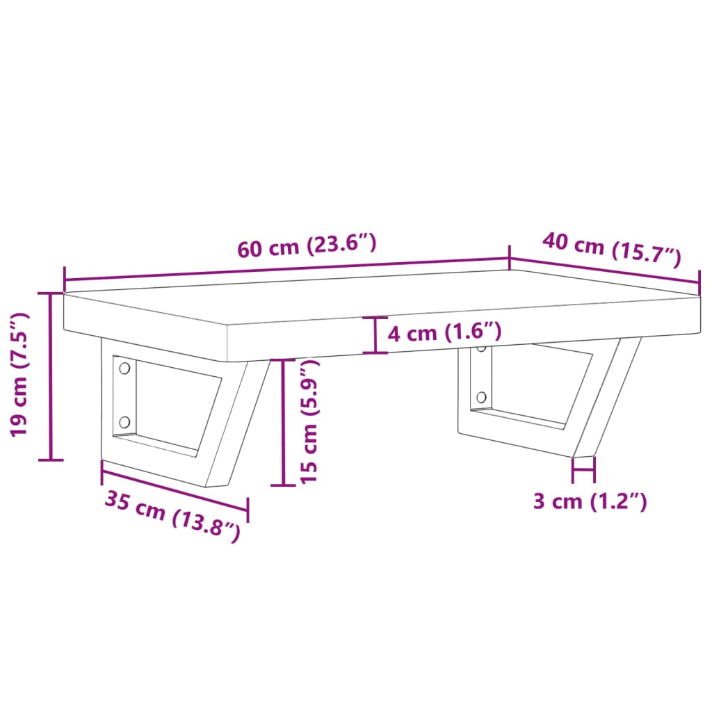 Badeværelseshylde Stål Og Massivt Bøgetræ Mørkebrun Og Sort