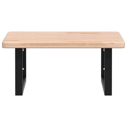 Badeværelseshylde Stål Og Massivt Egetræ Brun Og Sort