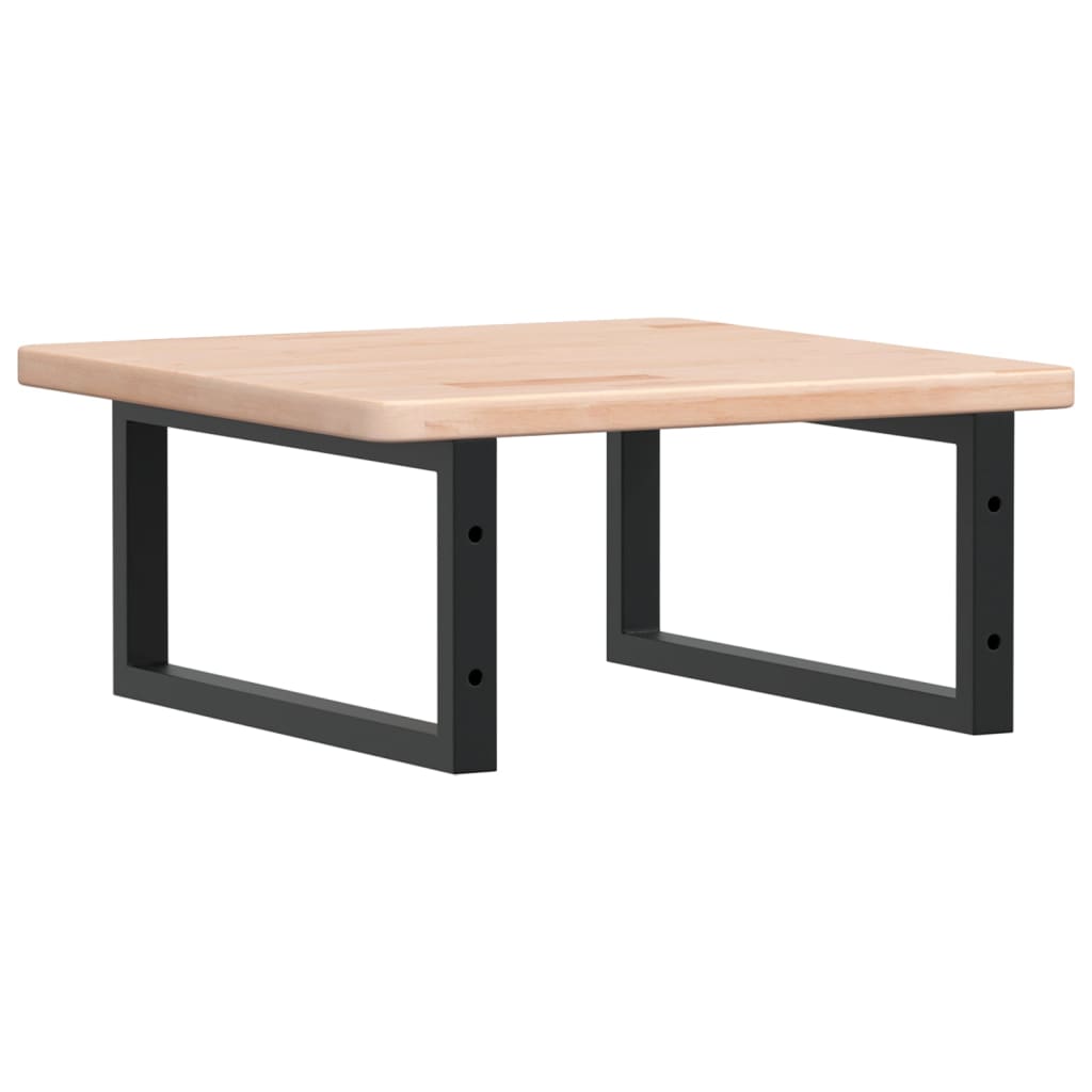 Badeværelseshylde Stål Og Massivt Egetræ Brun Og Sort