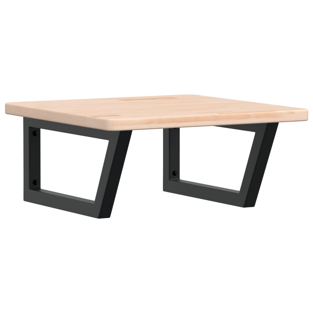 Badeværelseshylde Stål Og Massivt Egetræ Brun Og Sort