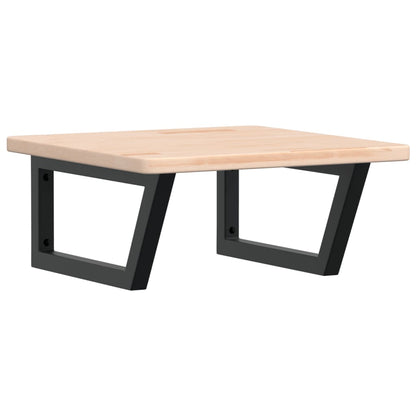 Badeværelseshylde Stål Og Massivt Egetræ Brun Og Sort