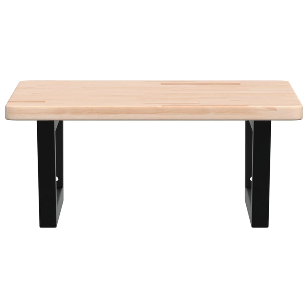 Badeværelseshylde Stål Og Massivt Egetræ Brun Og Sort