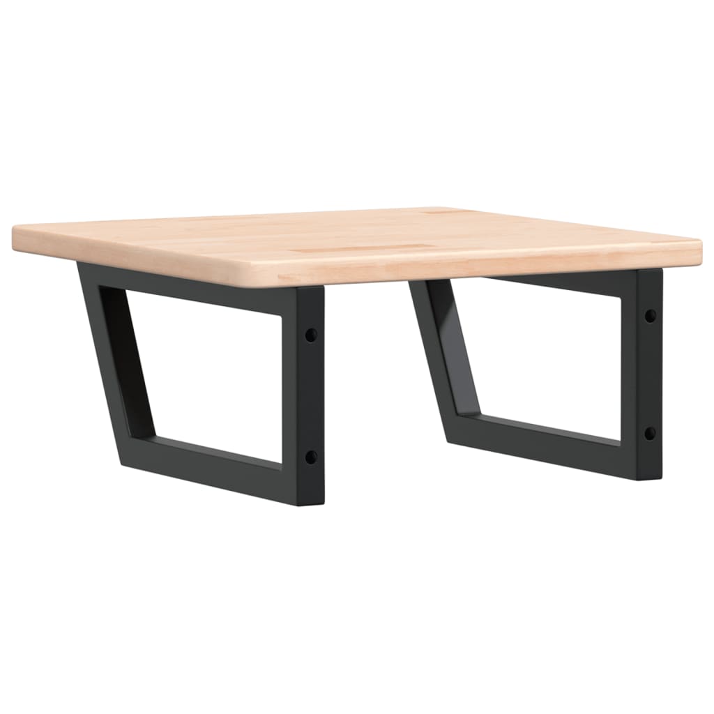 Badeværelseshylde Stål Og Massivt Egetræ Brun Og Sort