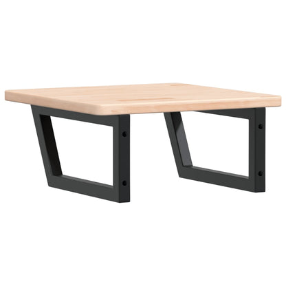 Badeværelseshylde Stål Og Massivt Egetræ Brun Og Sort