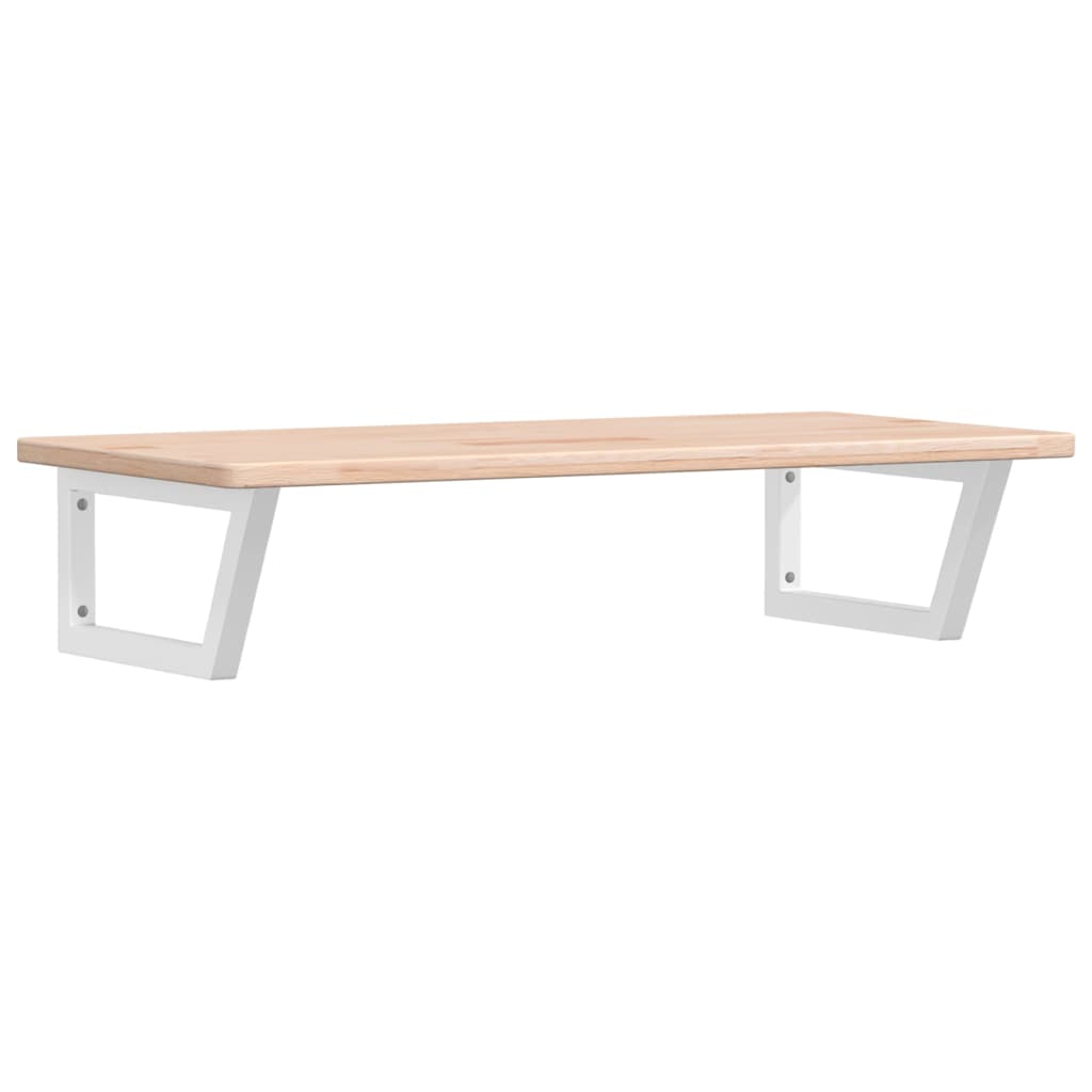 Badeværelseshylde Stål Og Massivt Egetræ Brun Og Hvid