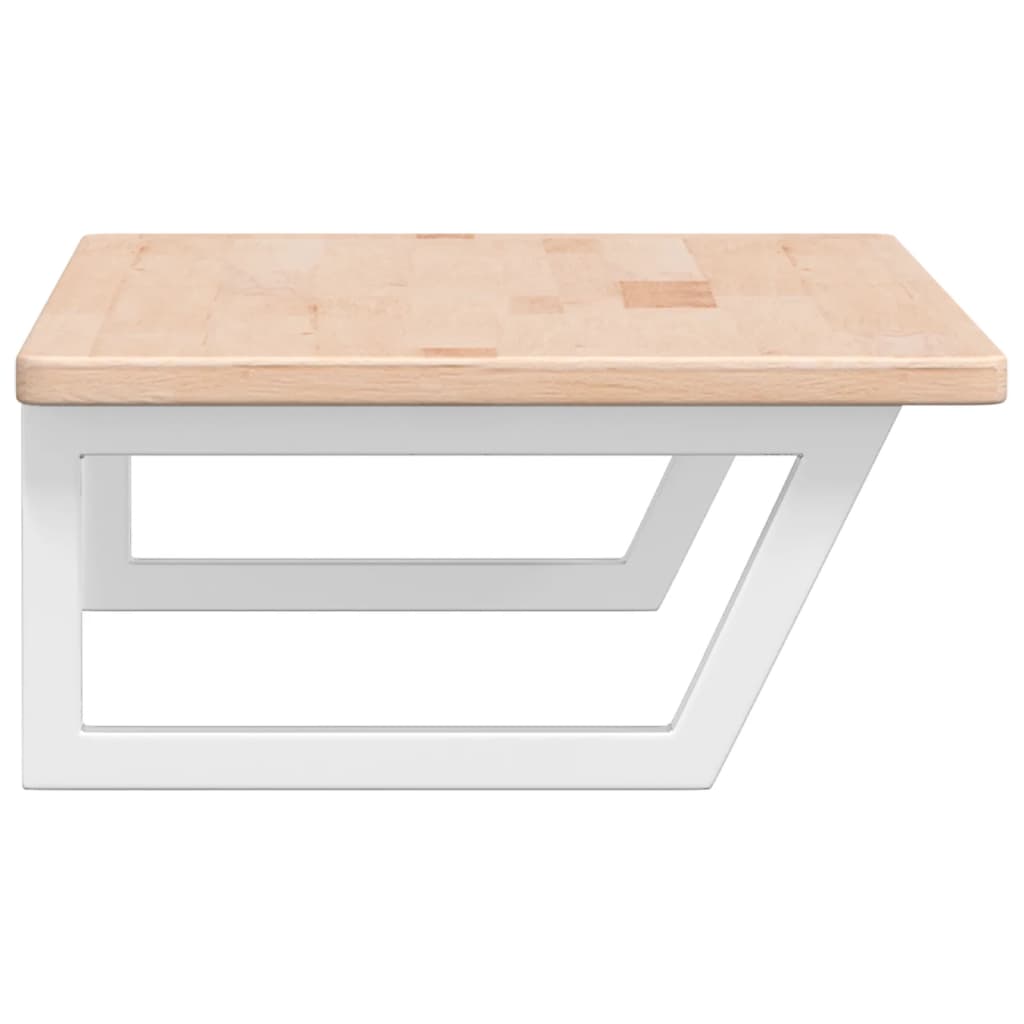 Badeværelseshylde Stål Og Massivt Egetræ Brun Og Hvid