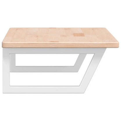 Badeværelseshylde Stål Og Massivt Egetræ Brun Og Hvid