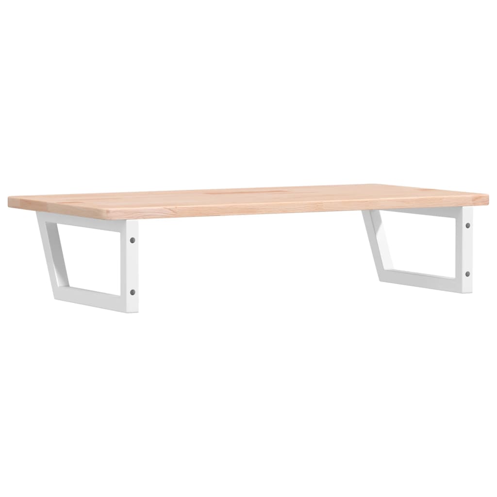 Badeværelseshylde Stål Og Massivt Egetræ Brun Og Hvid